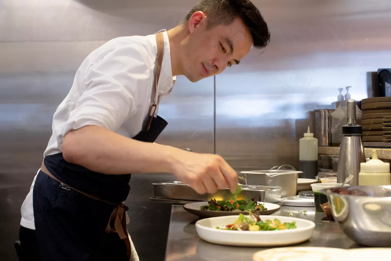 Hoon Rhee, chef of the Philadelphia Museum of Art, prepares meals based
